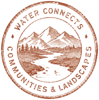 Stamp reading: water connects communities and landscapes